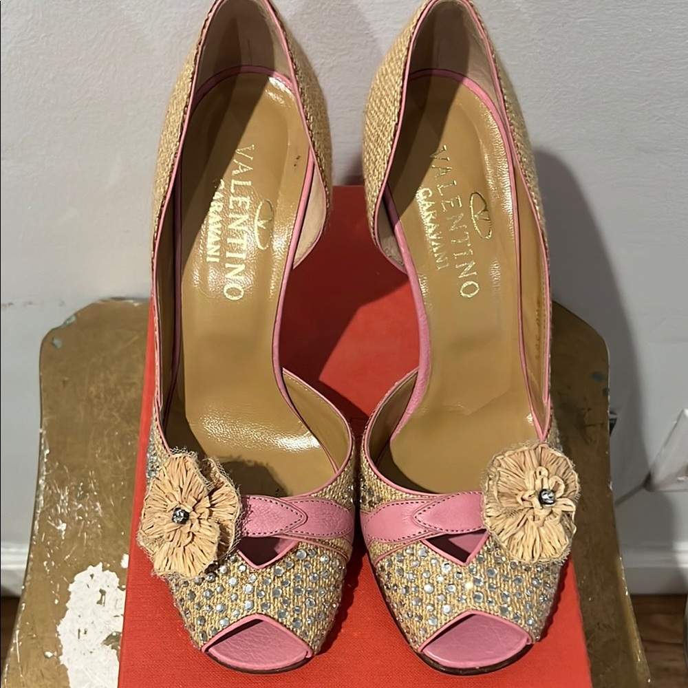 Valentino Garavani Pink and Tan Women's Shoes
